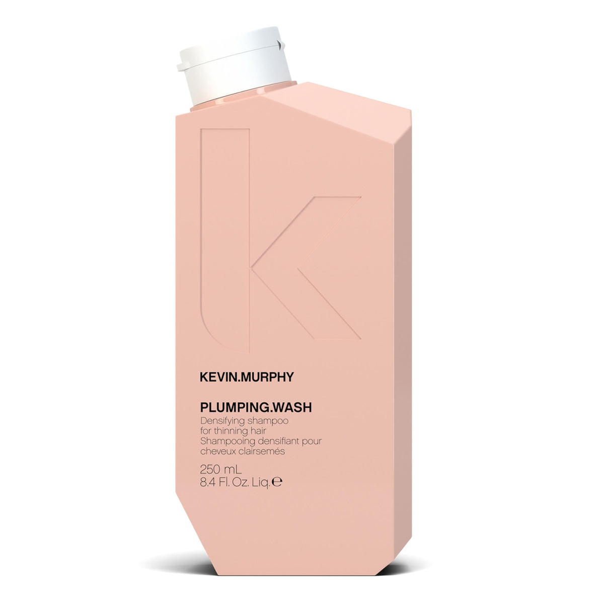 KEVIN.MURPHY PLUMPING.WASH bottle front demonstrates volumizing formula for fuller hair.
