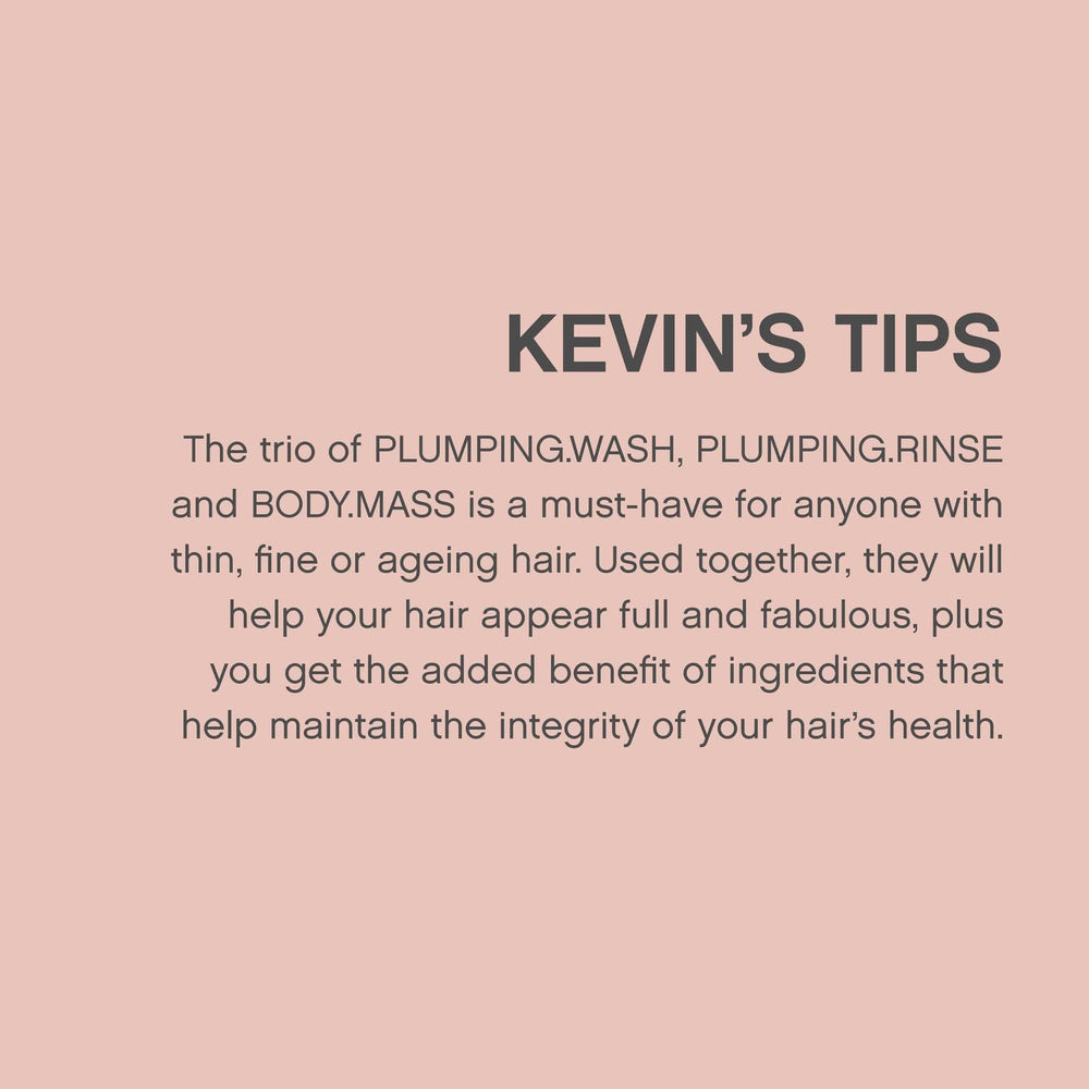 KEVIN.MURPHY PLUMPING.WASH finished hair after use shows thicker appearance.