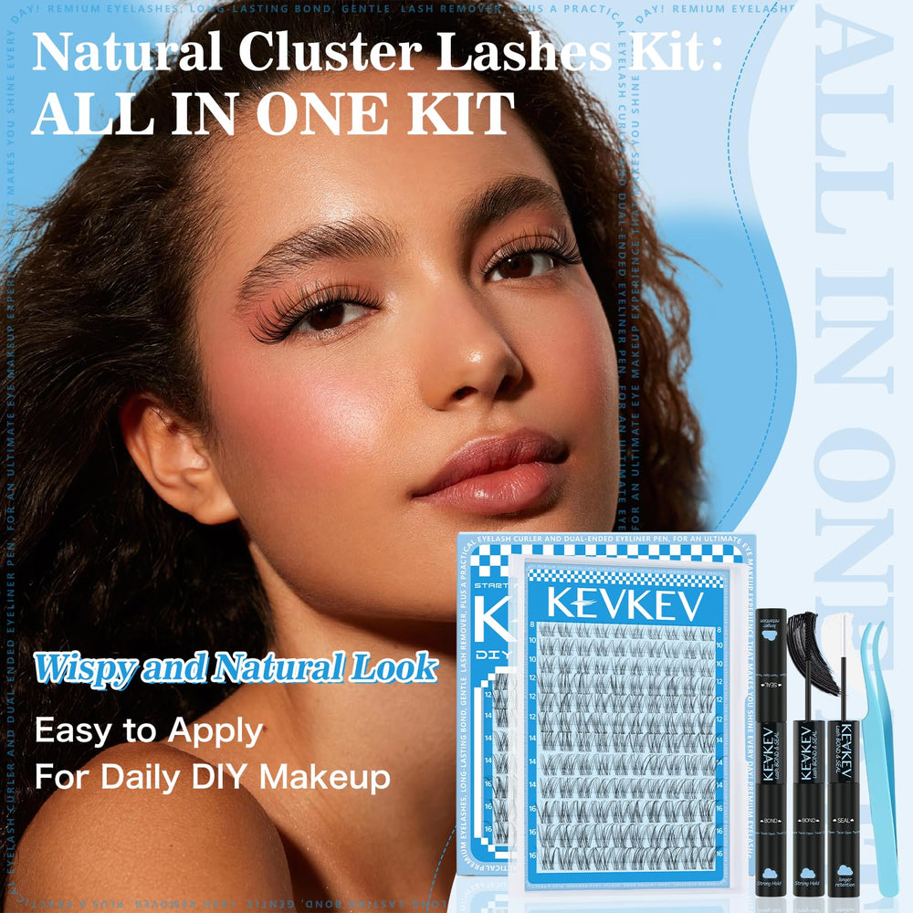 KevKev beginner-friendly tweezers included for easy DIY lash placement.