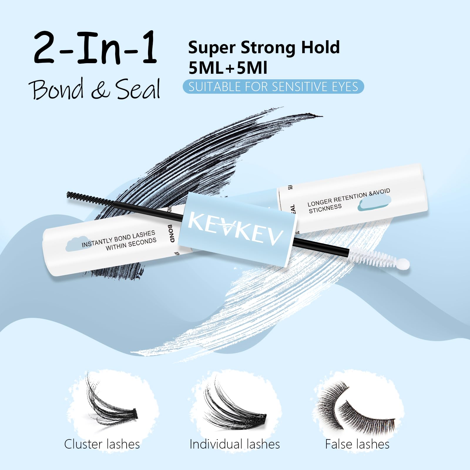 KevKev bond end applies glue to lash roots for secure cluster placement.
