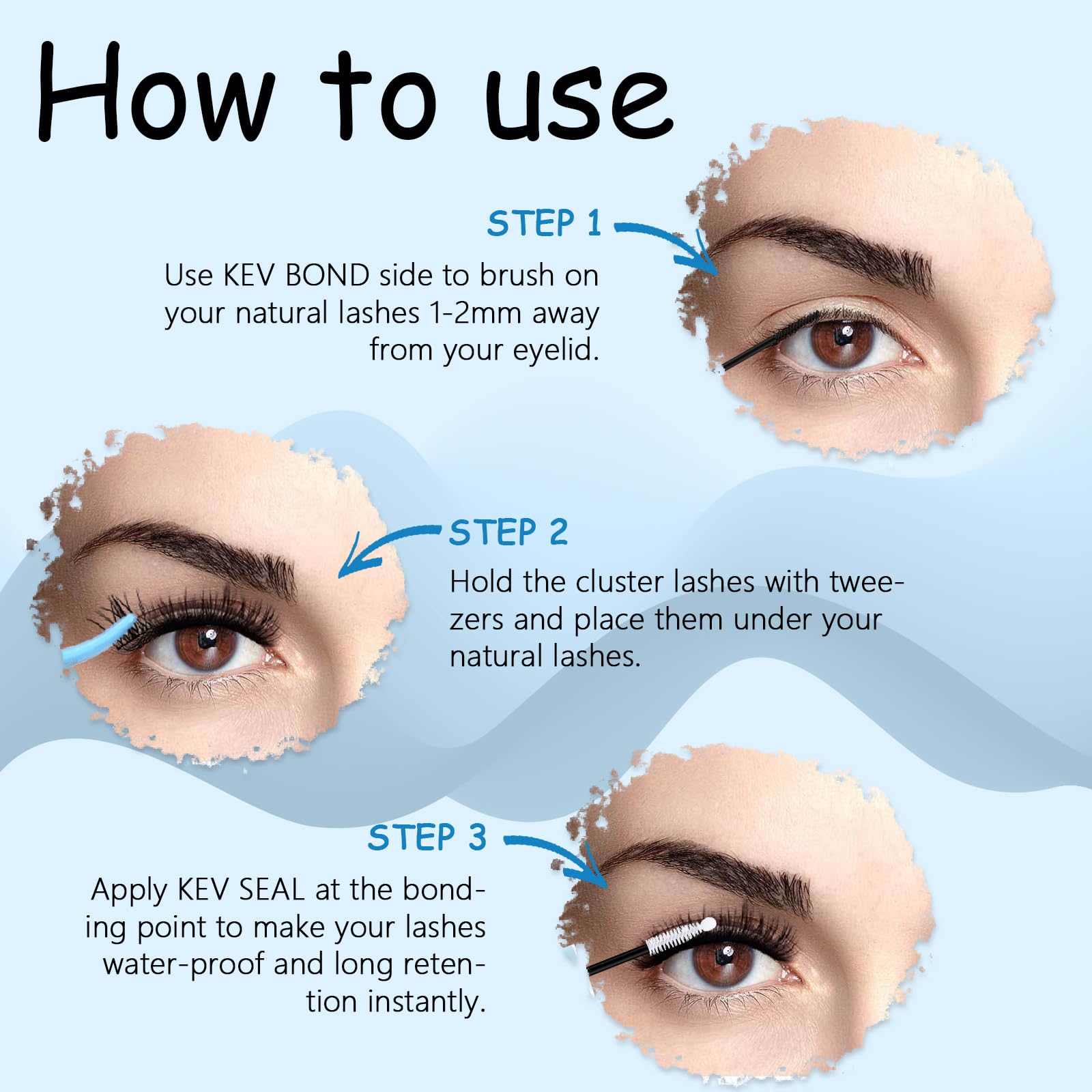 KevKev easy removal showing no residue on natural lashes.