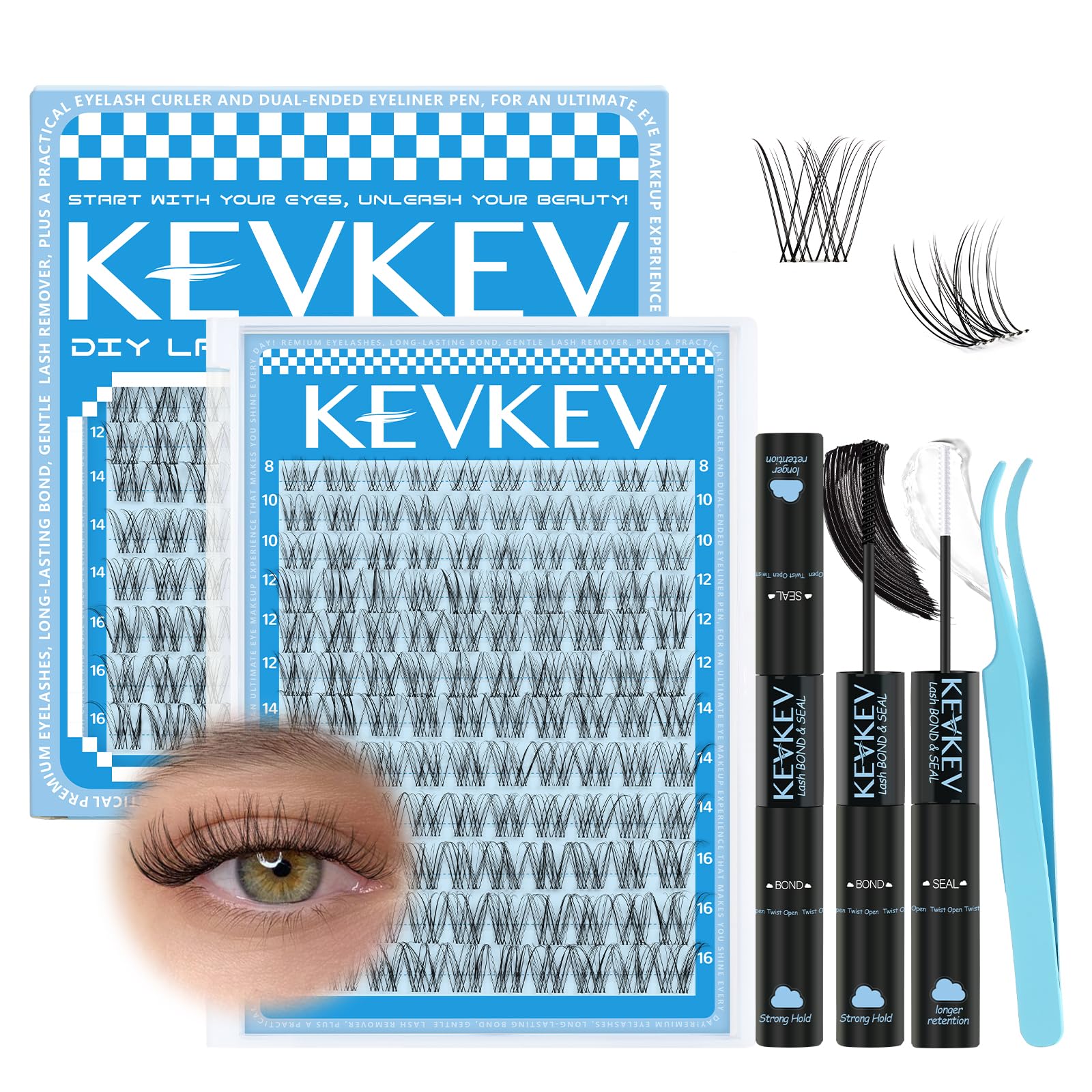 KevKev Wispy Lash Clusters Venus invisible-band setup delivers a seamless natural look for daily wear.