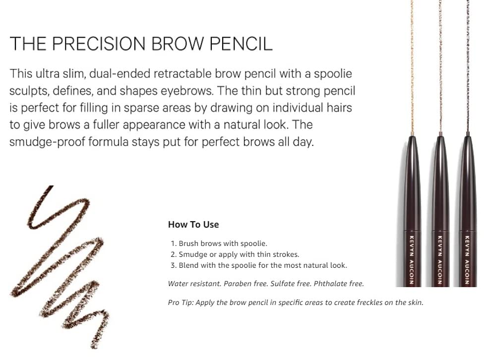 Kevyn Aucoin Brow Pencil Brunette glide formula delivers smooth, even color with each stroke.