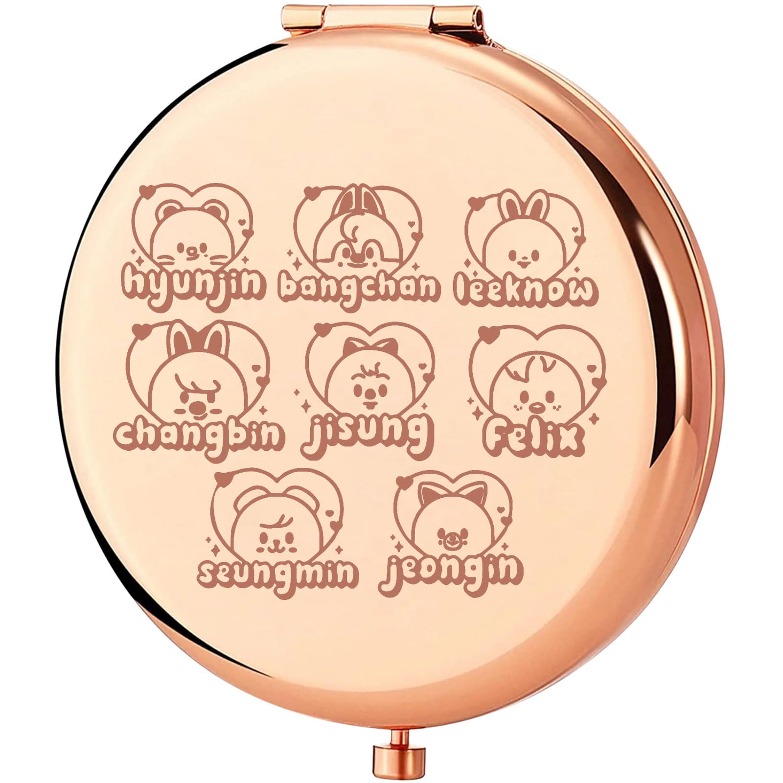 KEYCHIN pocket mirror with Hyunjin fan design for on-the-go touch-ups.