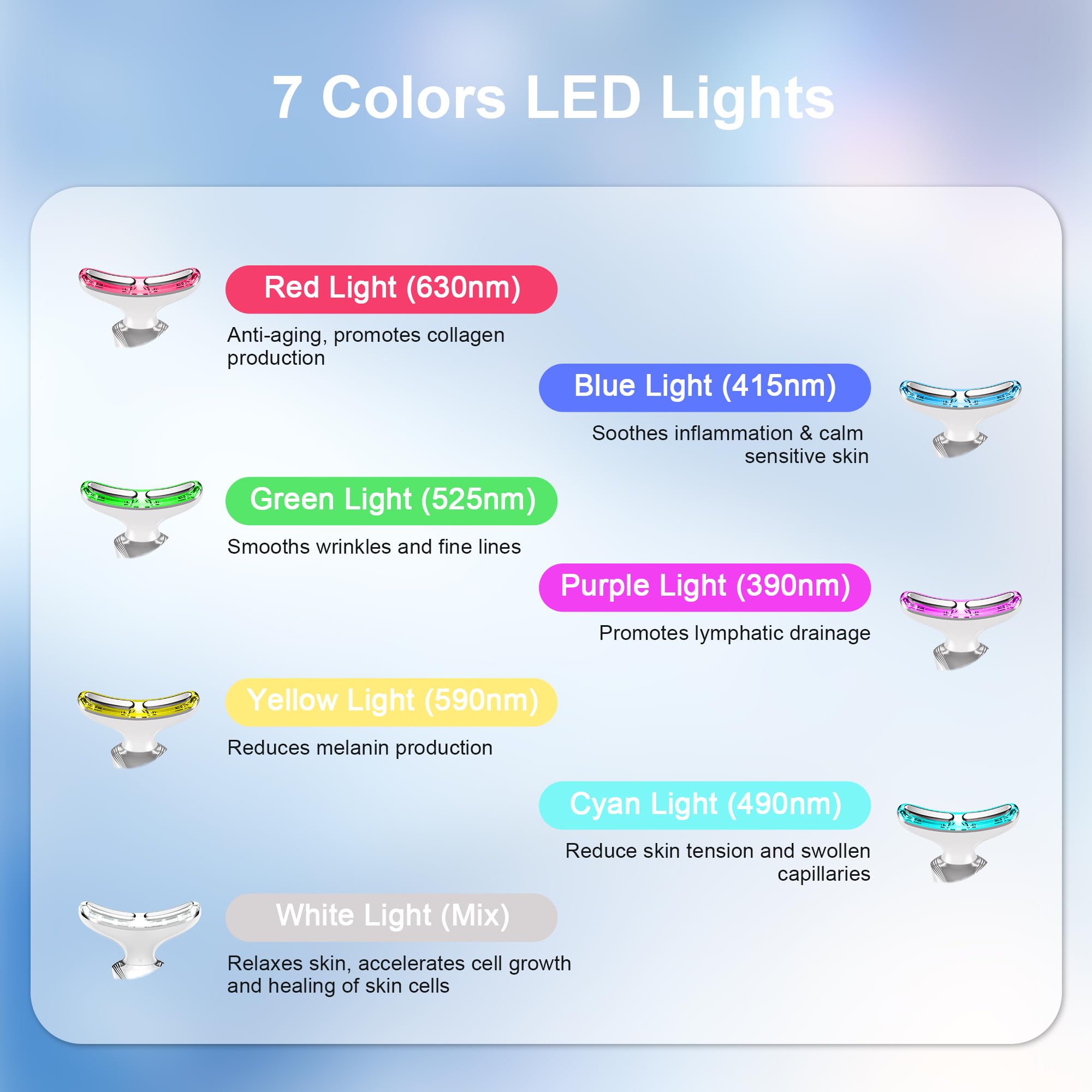 Keylitos seven-color LED red-light therapy feature for customizable sessions