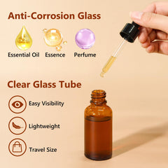KEYWING 1oz dropper bottle enables precise dosage for hair oils and aromatherapy blends.
