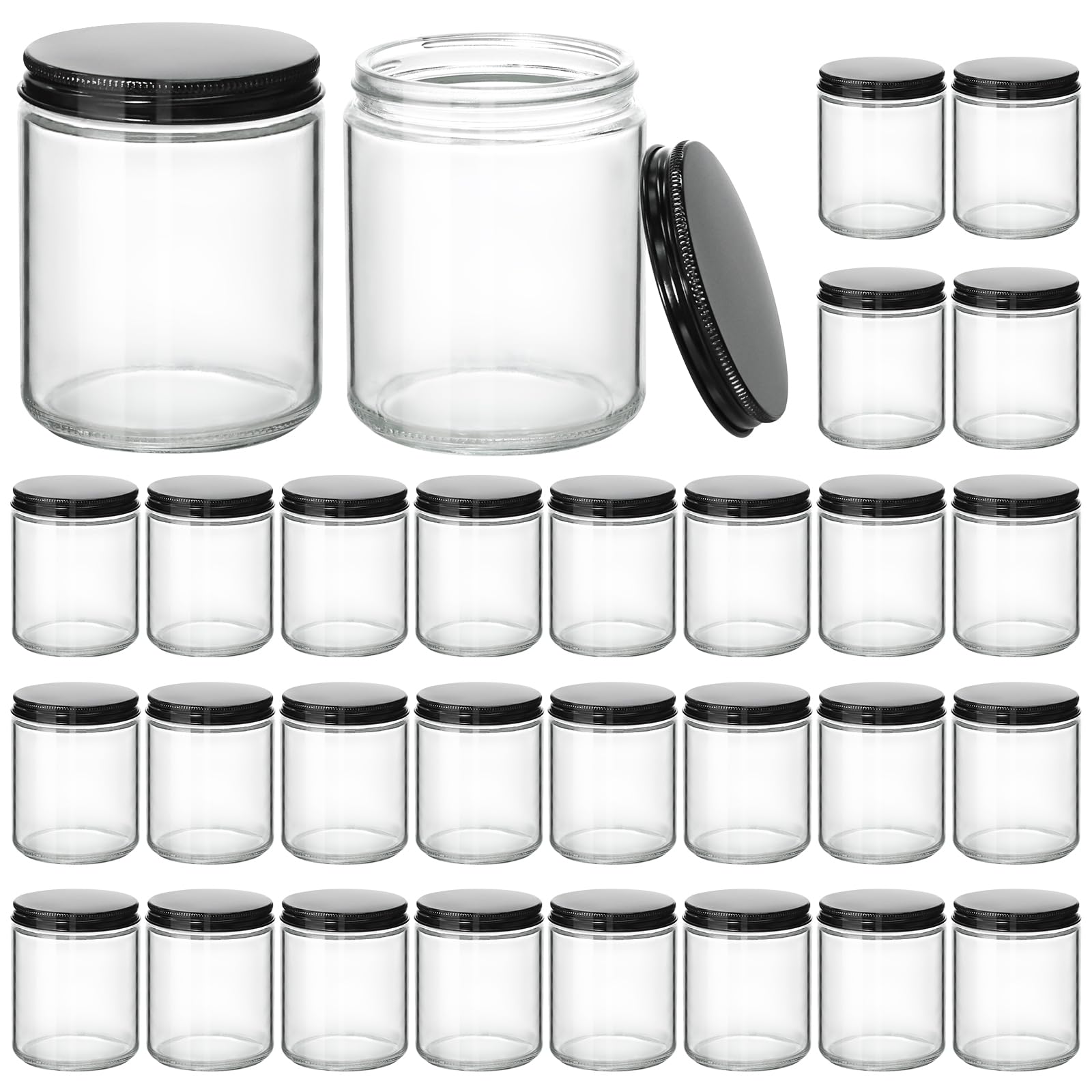 KeyWING 8oz candle jar front view with lid for easy candle making.