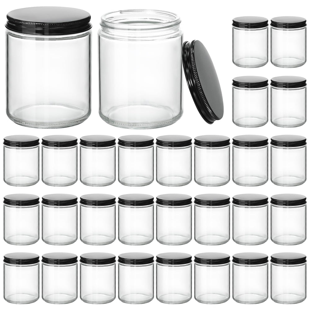 KeyWING 8oz candle jar front view with lid for easy candle making.