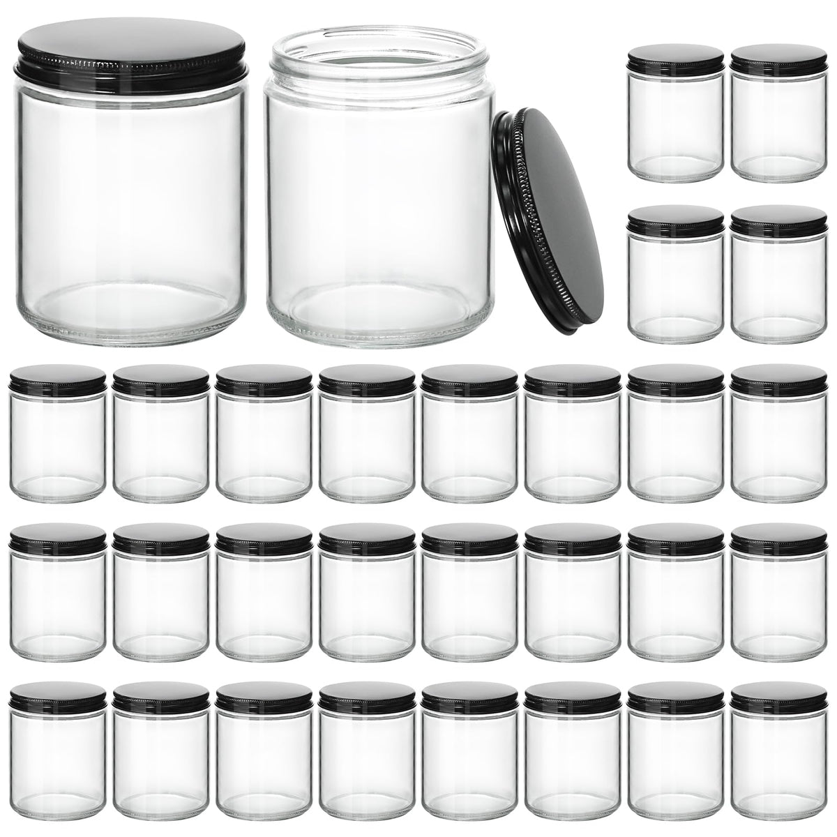 KeyWING 8oz candle jar front view with lid for easy candle making.