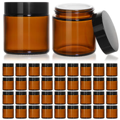 KEYWING 4oz amber glass jar with black lid packaged for storage and travel convenience.