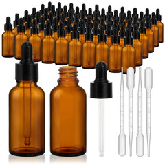 KEYWING 60-pack amber glass dropper bottles protect essential oils from light exposure.