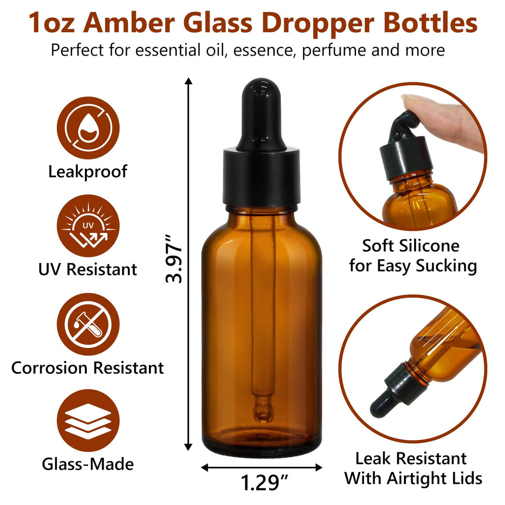 KEYWING amber bottle highlights UV protection to preserve aroma for blends.