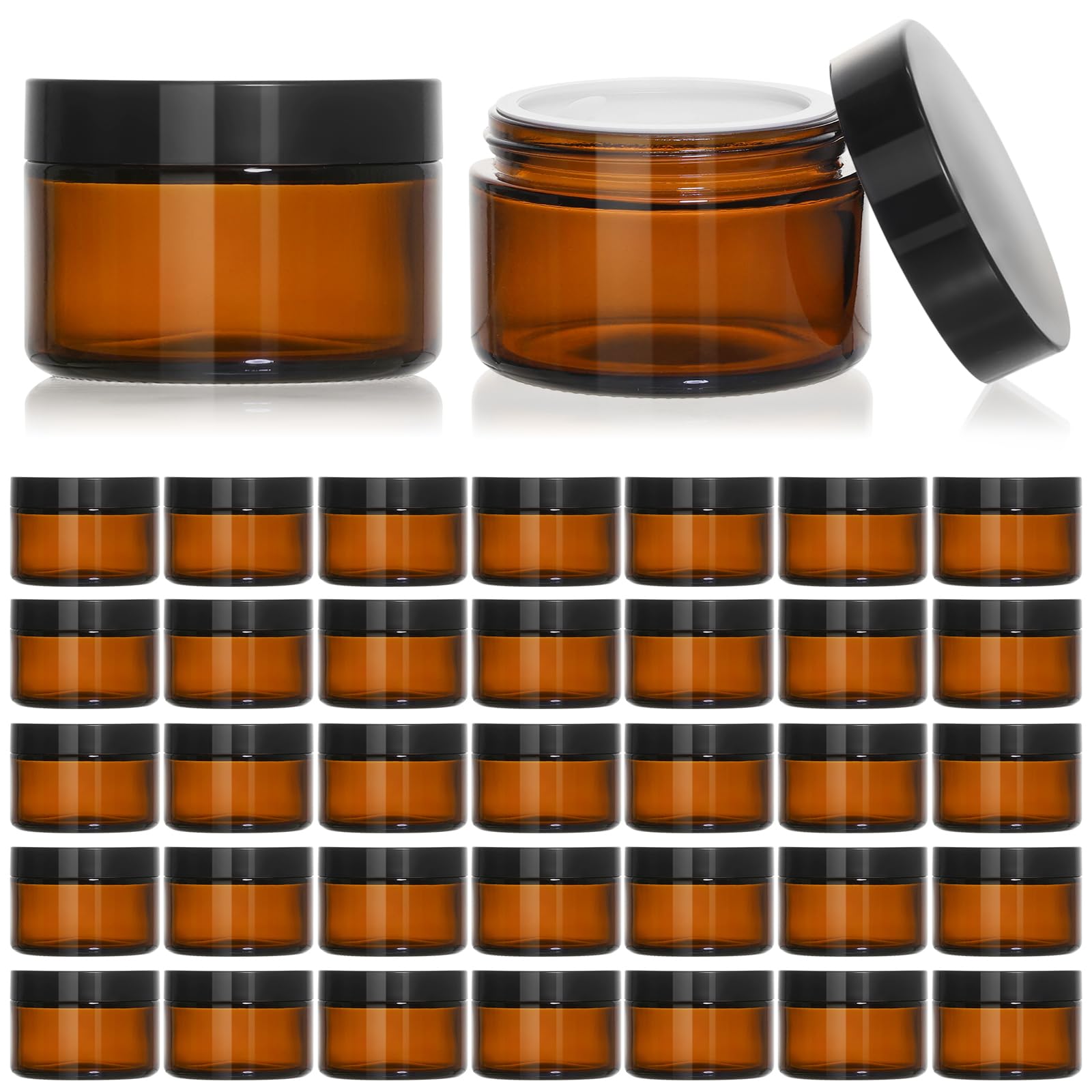 KEYWING 1oz amber glass jar with lid — compact, UV-protected storage for skincare on the go
