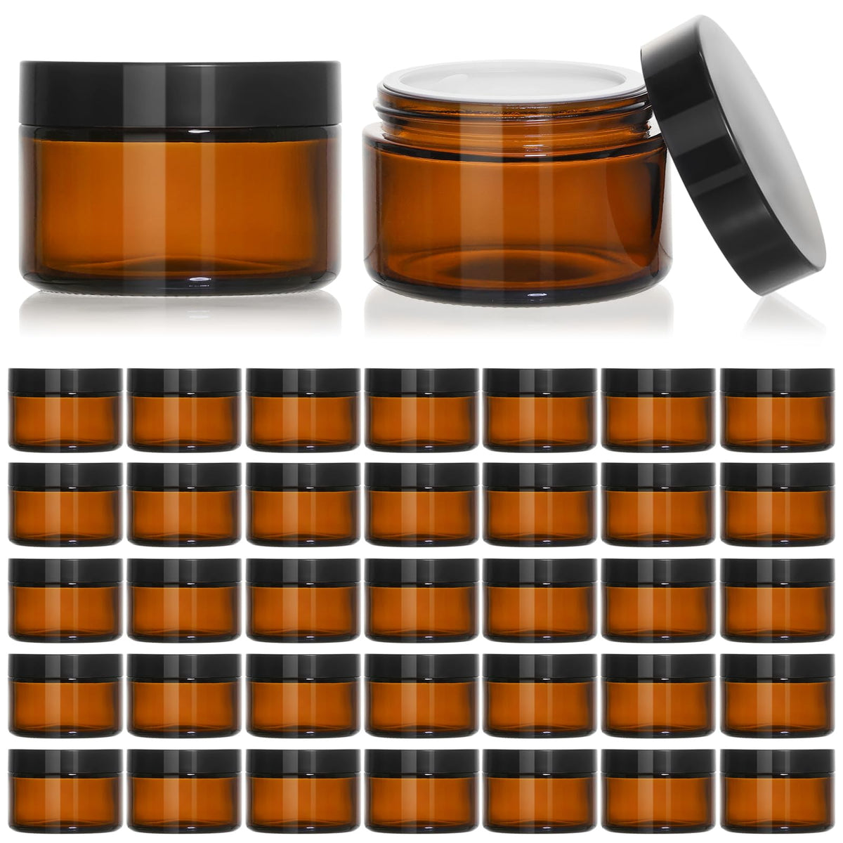 KEYWING 1oz amber glass jar with lid — compact, UV-protected storage for skincare on the go
