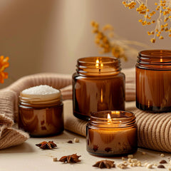 KEYWING amber glass jar with inner liner lid — secure, leak-proof storage for creams