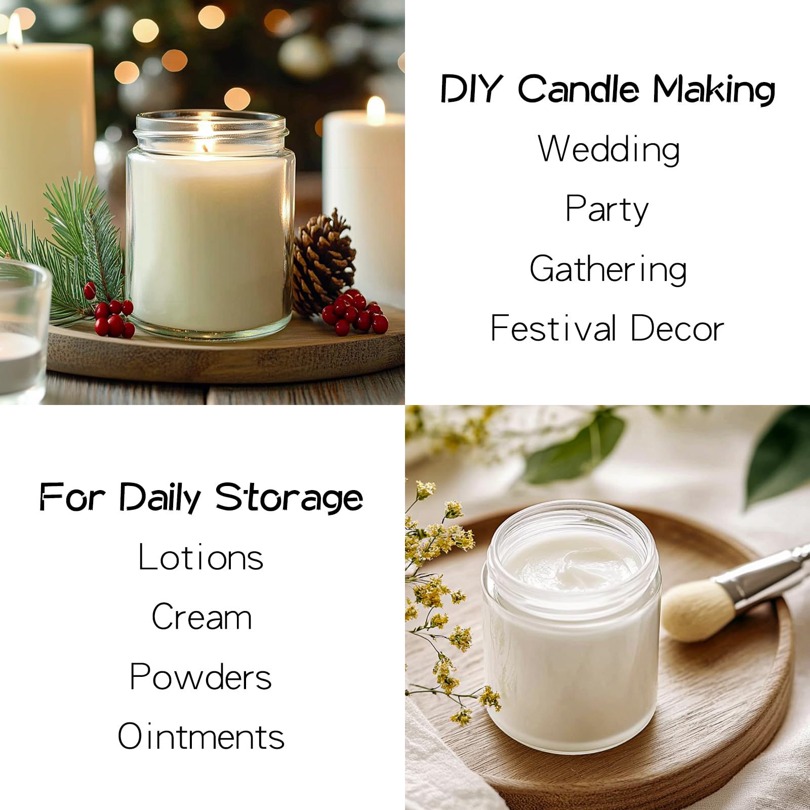 KeyWING jars suitable for candles, creams, powders and more.