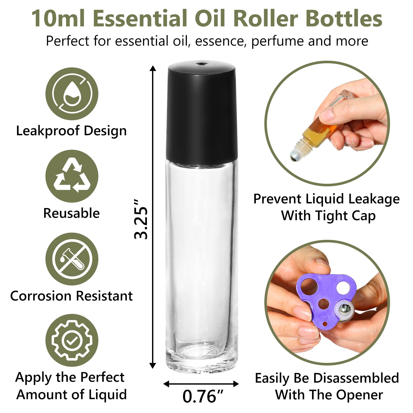 KeyWING roller-bottle closeup with stainless steel roller for smooth application