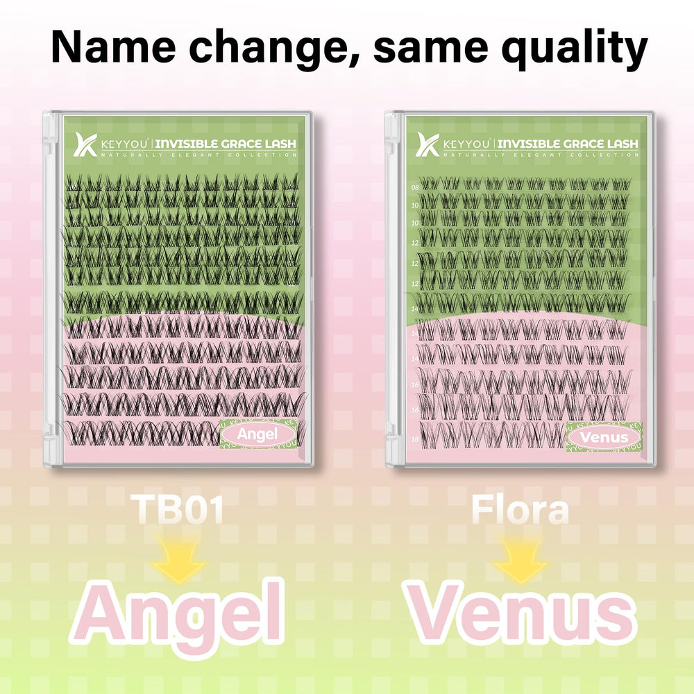 KEYYOU Angel lash clusters kit close-up showing D curl look