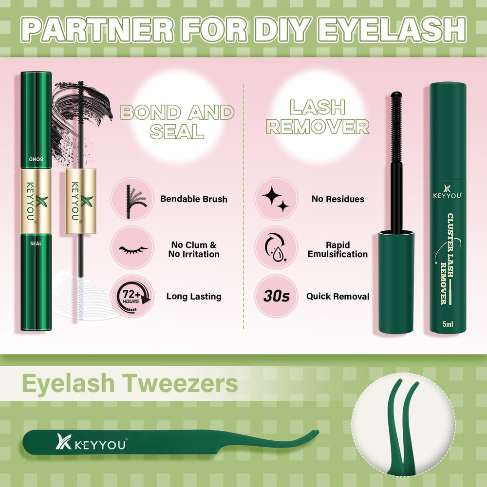 KEYYOU Angel lash clusters kit remover oil display for gentle removal
