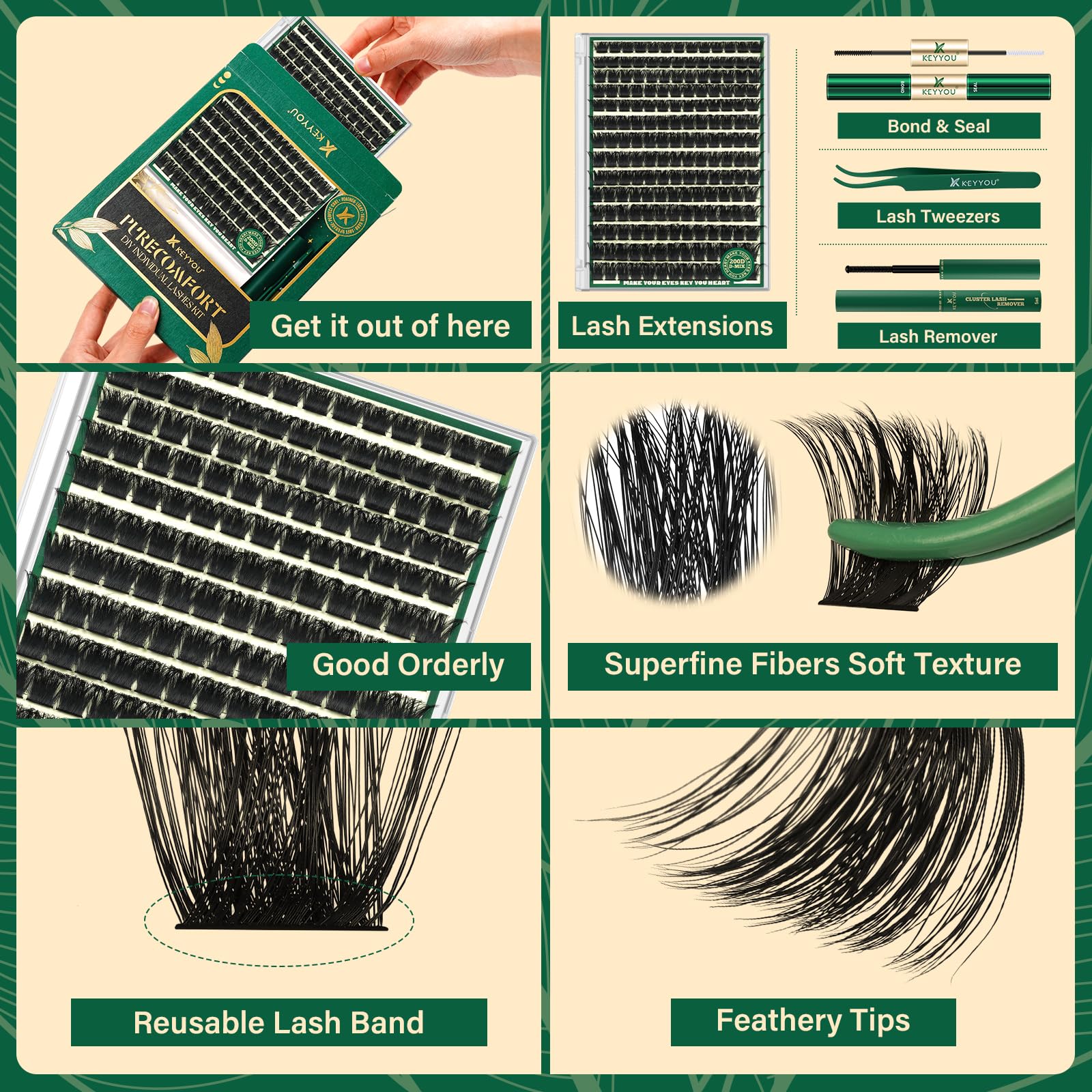 KEYYOU bond-and-seal bottle providing long-lasting hold for lash clusters.