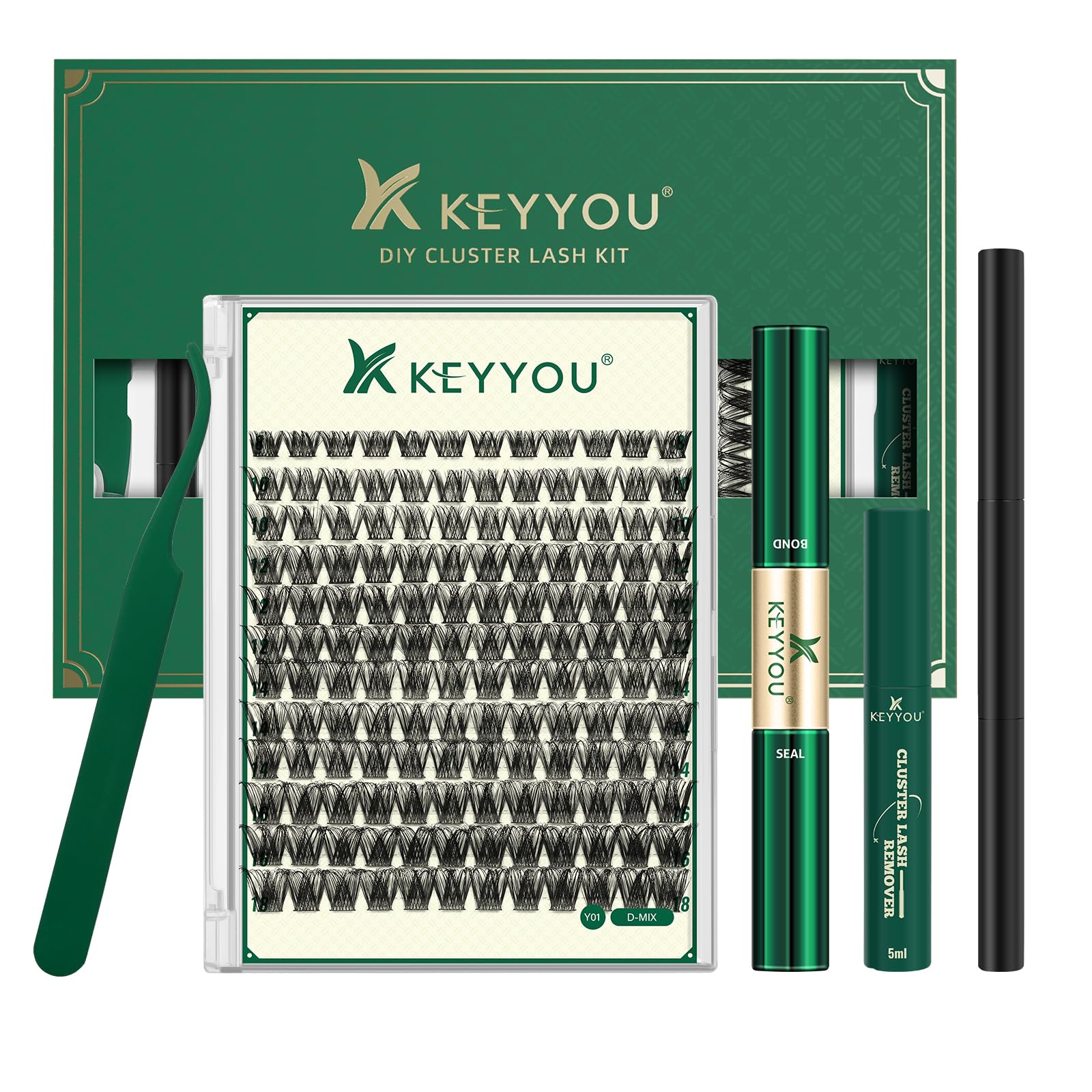 KEYYOU Eyelash Kit cluster-lashes-144pcs for versatile DIY lash options