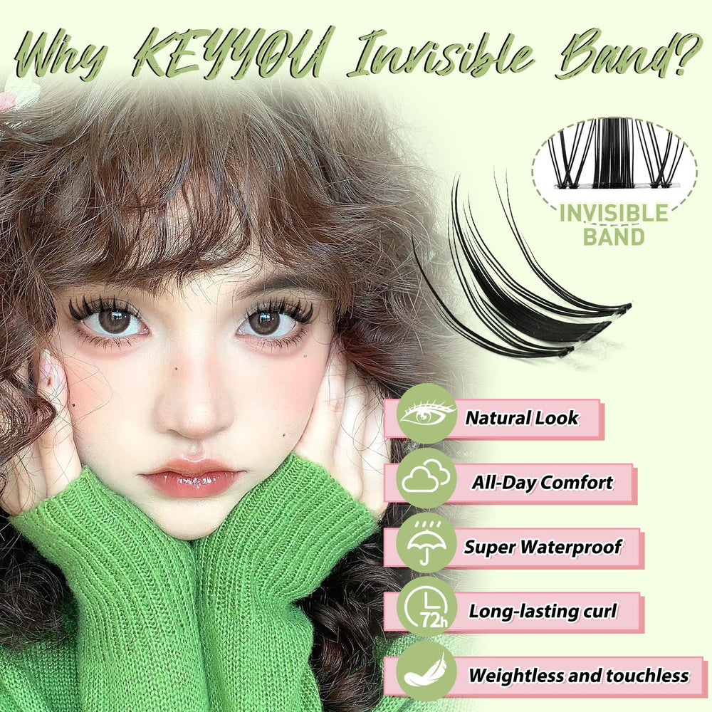 KEYYOU Fairy Lash Clusters 144Pcs natural flutter in lightweight, wispy style for everyday wear.