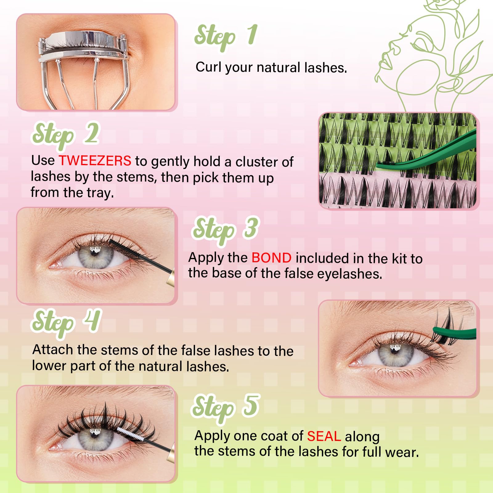 KEYYOU Fairy Lash Clusters 144Pcs with easy-to-follow kit for home use.