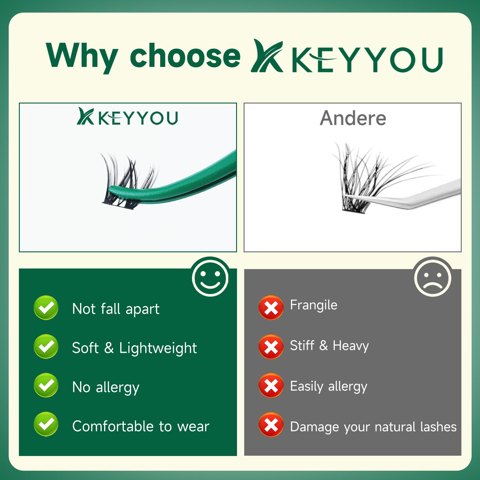 KEYYOU Flora cluster held with tweezers shows easy application benefit