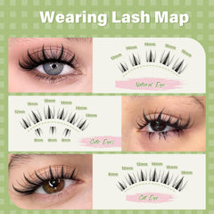 KEYYOU Invisible Band Lash Base demonstrates ultra-thin base blending with natural lashes.