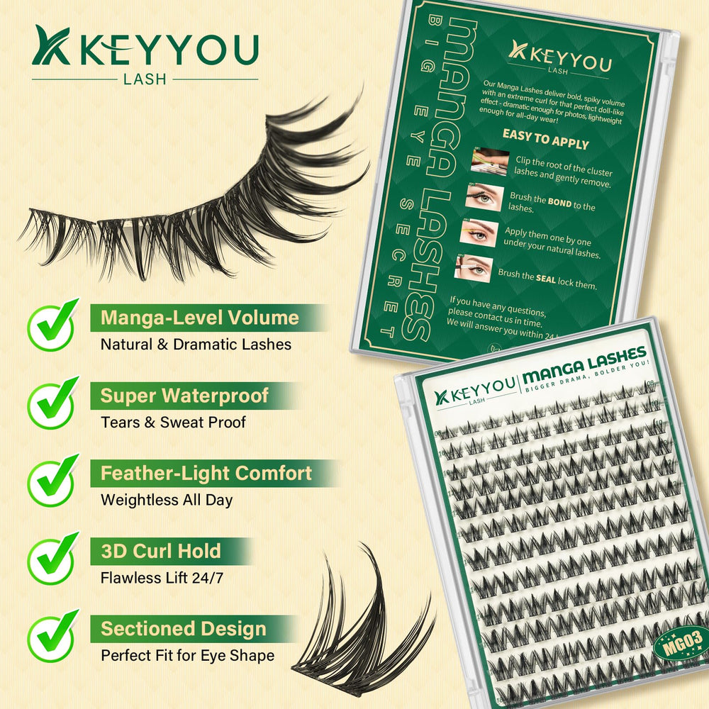 KEYYOU LASH beginner-friendly application demo using tweezers for easy cluster placement.