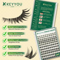 KEYYOU LASH beginner-friendly application demo using tweezers for easy cluster placement.