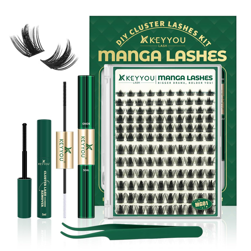 KEYYOU LASH California Sunset clusters close-up on soft band for comfortable manga lash look