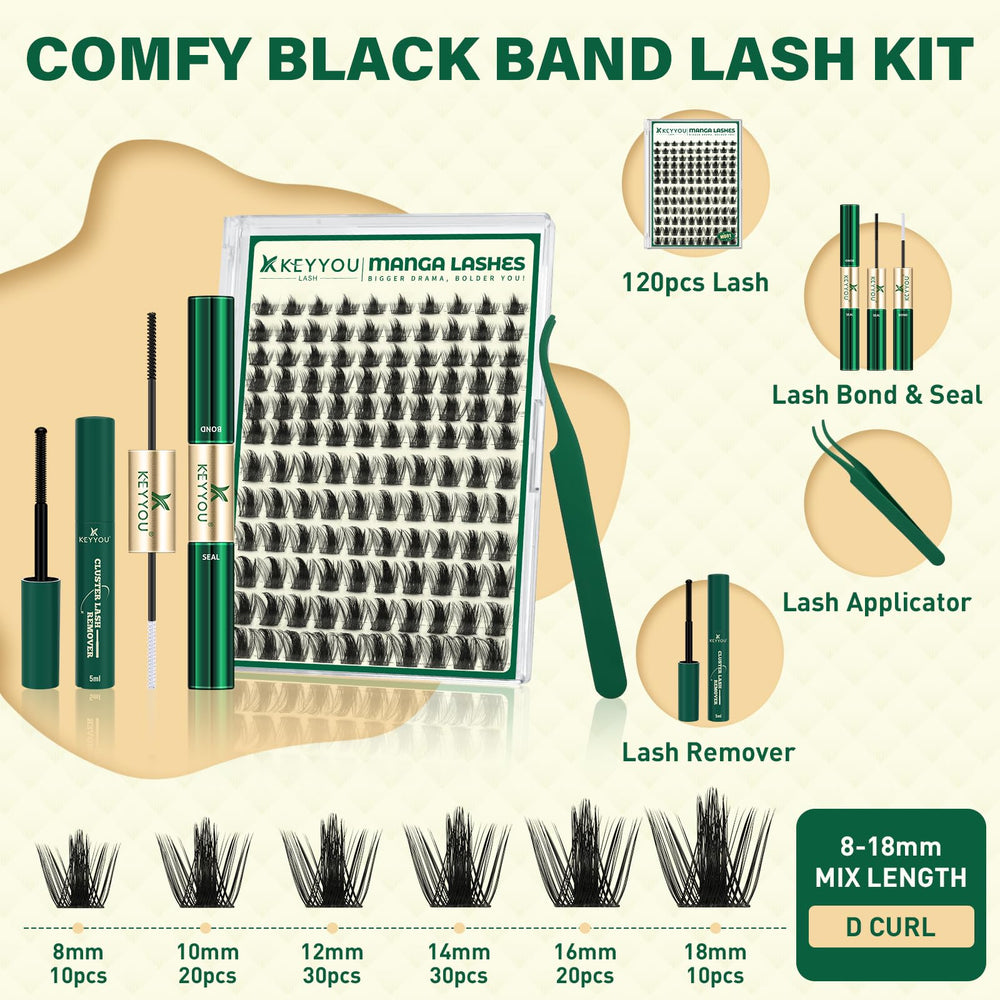KEYYOU LASH California Sunset kit contents: 144 clusters and tools for DIY lash extensions
