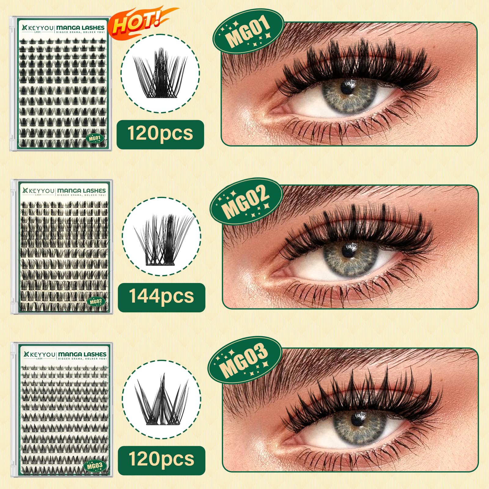 KEYYOU LASH 8-18mm lengths offer versatile options from natural to dramatic