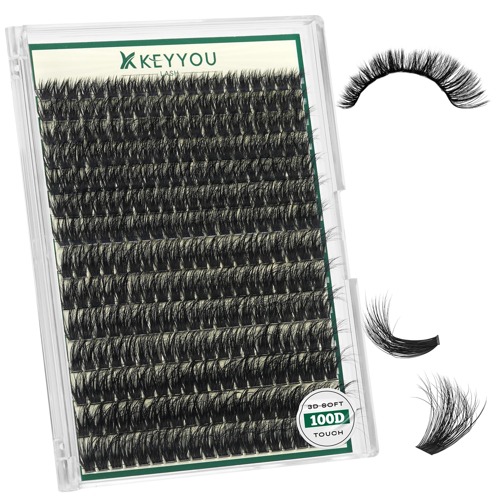 KEYYOU LASH 3D clusters close-up for natural daily volume.