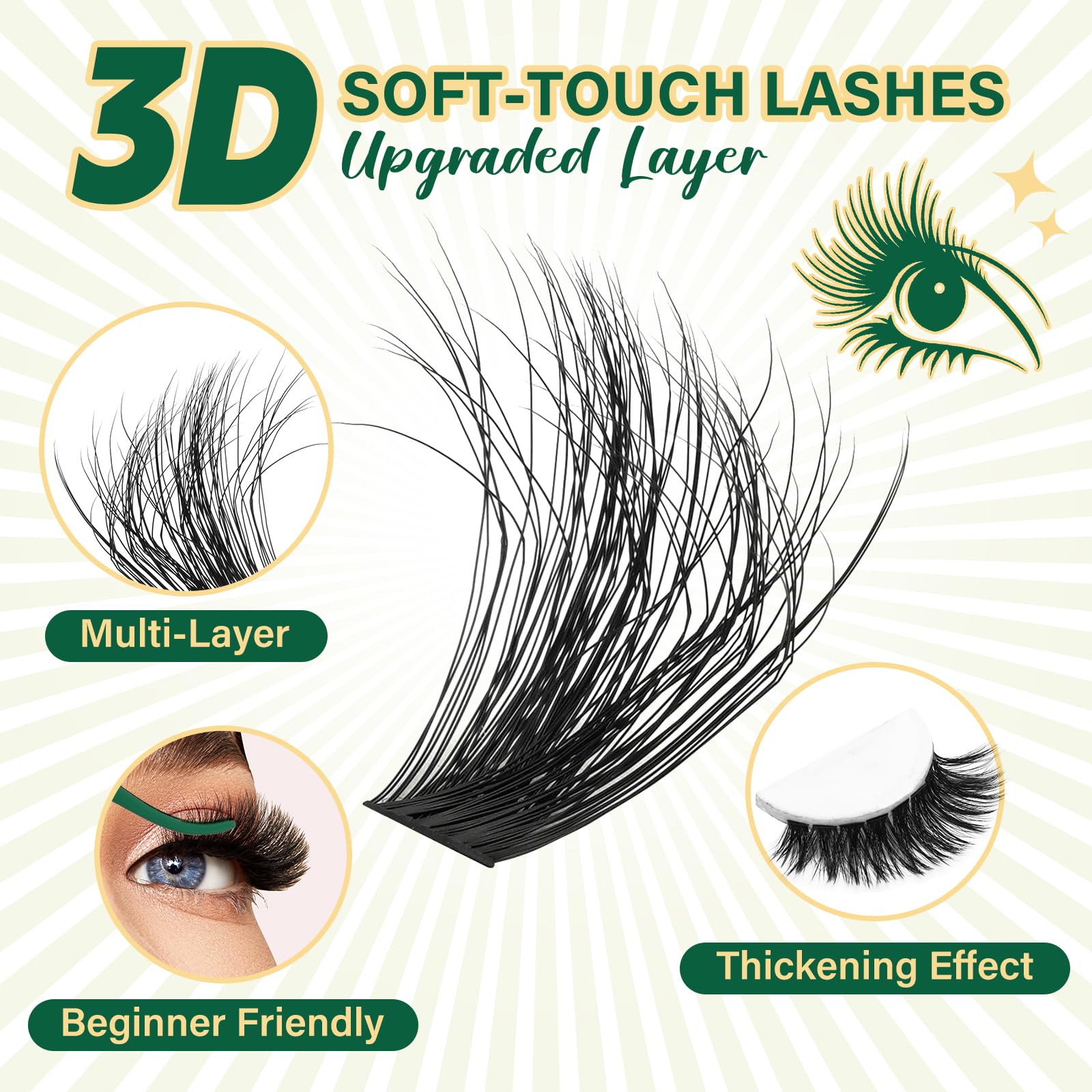 Application process of KEYYOU Lash Clusters for flawless results.