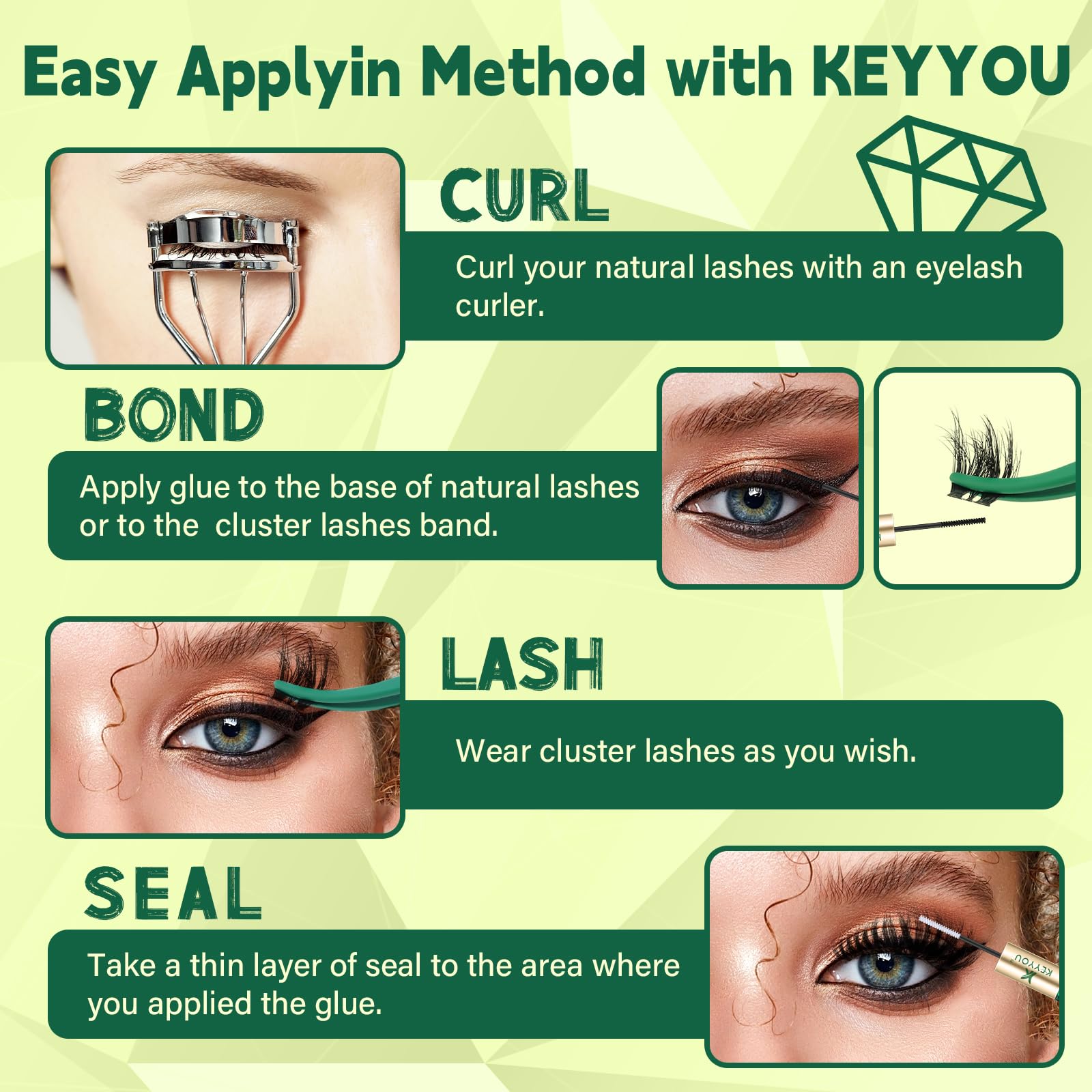 KEYYOU Lash Clusters easy DIY removal with no heavy glue residue.