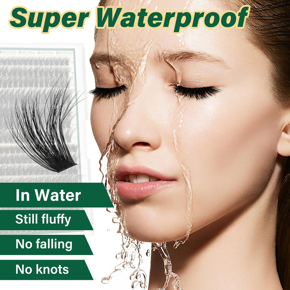 Demonstrating the long-lasting fit of KEYYOU Lash Clusters in action.