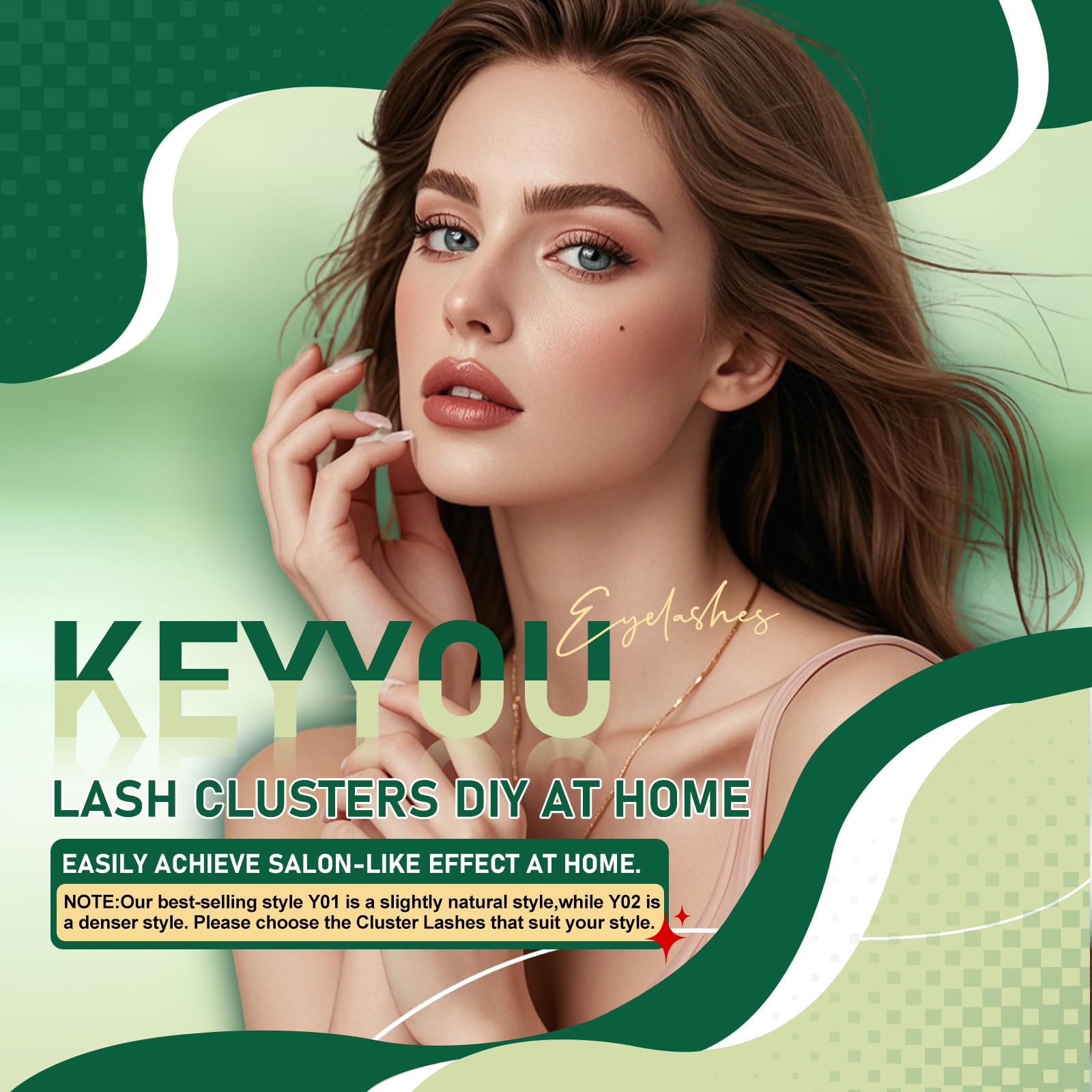 KEYYOU lash clusters natural-dramatic blend for everyday looks and special occasions.