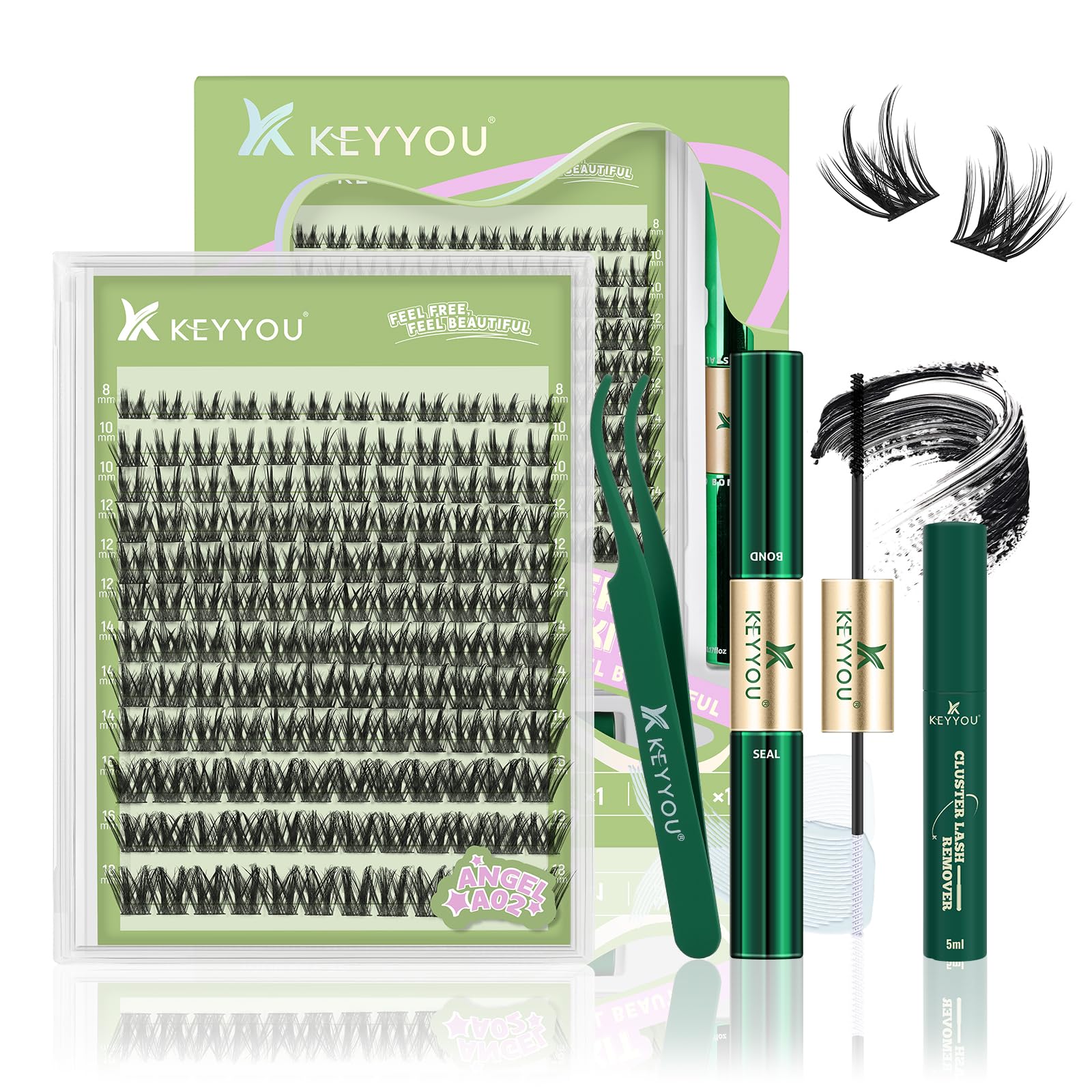 KEYYOU LASH Extension Kit 144Pcs packaging shows a complete at-home DIY set for quick lash upgrades.