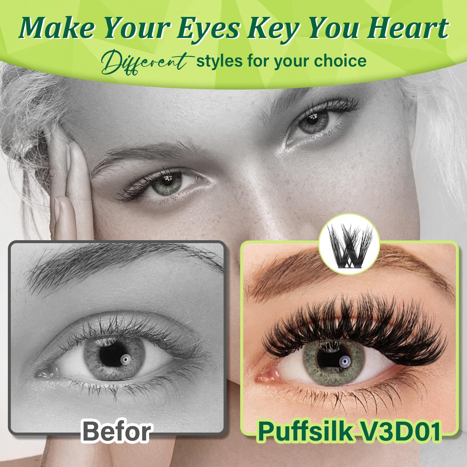 KEYYOU Lash Extension Kit 3D volume lashes for natural fullness and depth