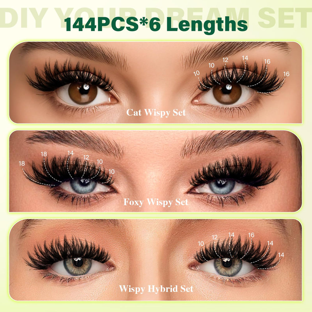 KEYYOU LASH Flora Clusters mixed lengths 8-18mm enables subtle to dramatic volume.
