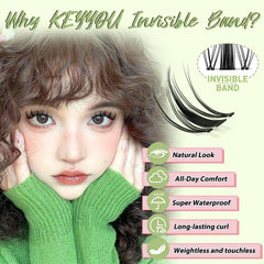 KEYYOU Manga Lash Extension visual illustrates seamless blend and lightweight wear.