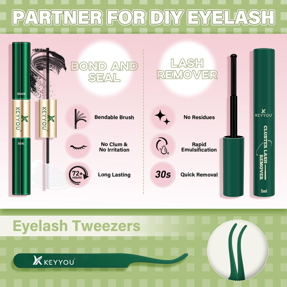 KEYYOU remover bottle shows easy removal without eye irritation for comfortable lash care
