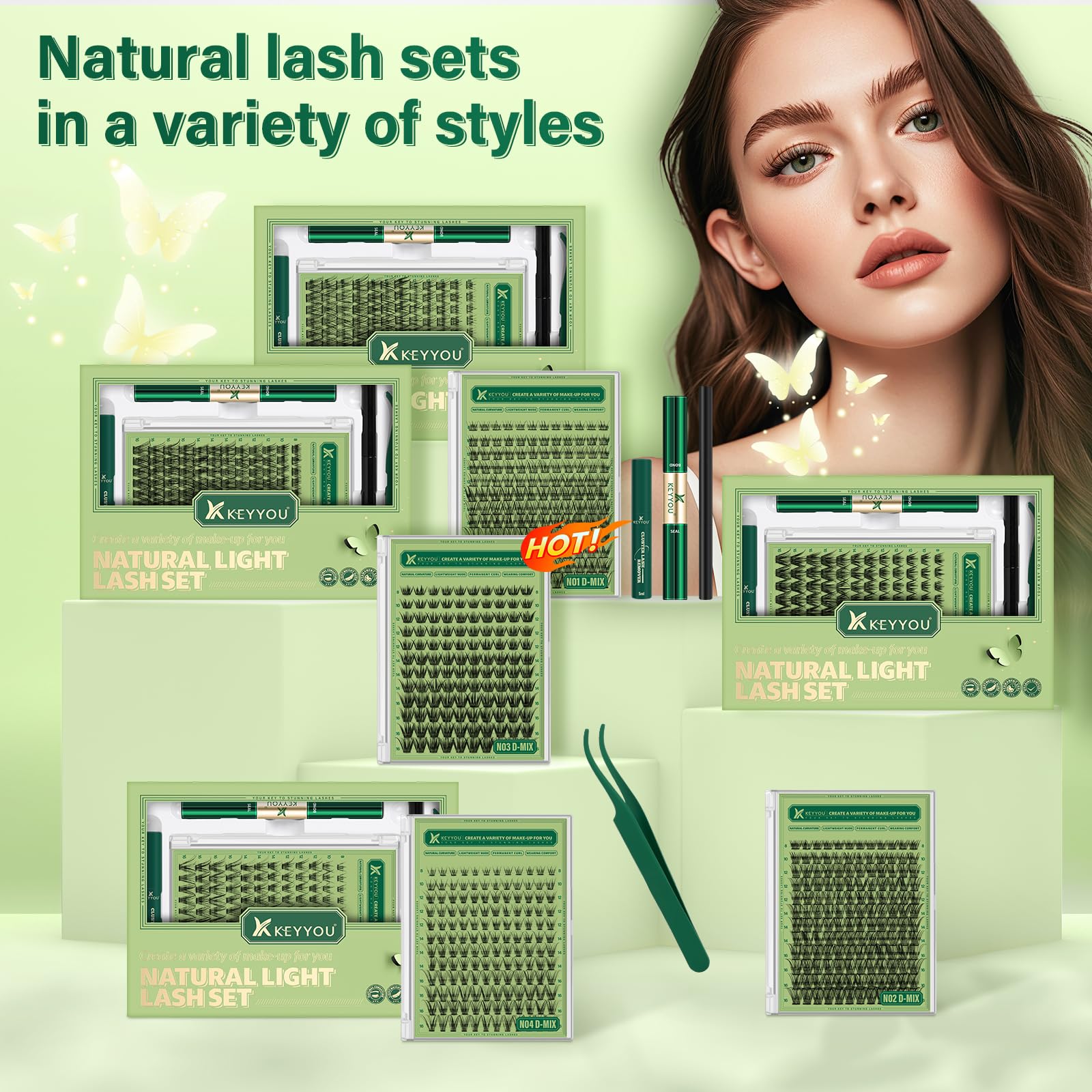 KEYYOU thin lash band close-up showing a natural, comfortable lash line.