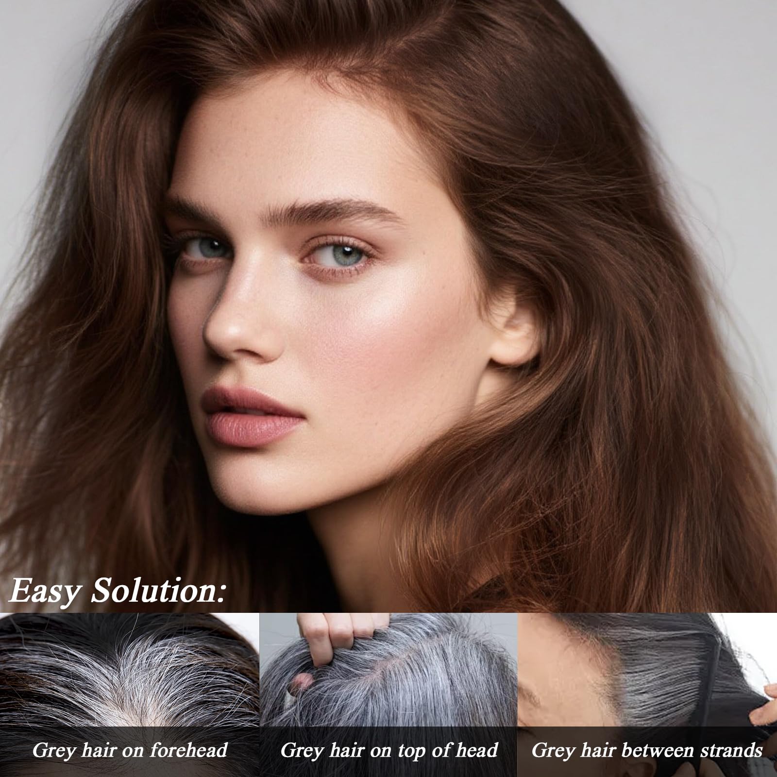 KGAJSGH Hair Touch-Up Stick before-after image demonstrates natural-looking results.