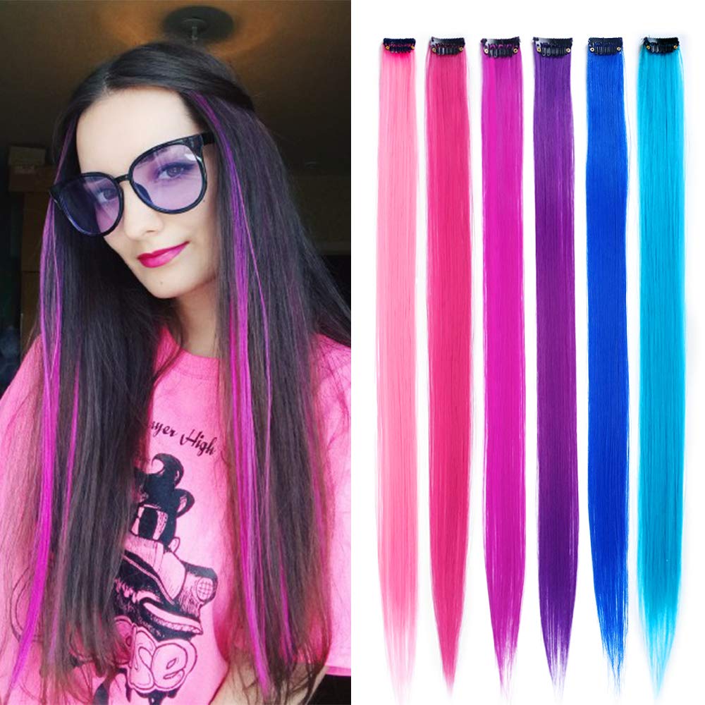 KGBFASS pink clip-in hair extensions for vibrant color accents