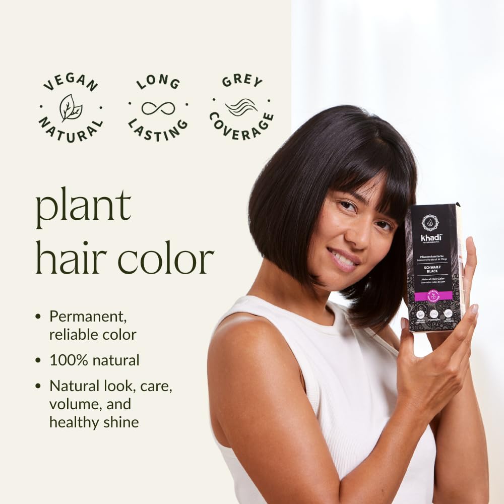 khadi BLACK natural shine hair close-up captures a glossy finish