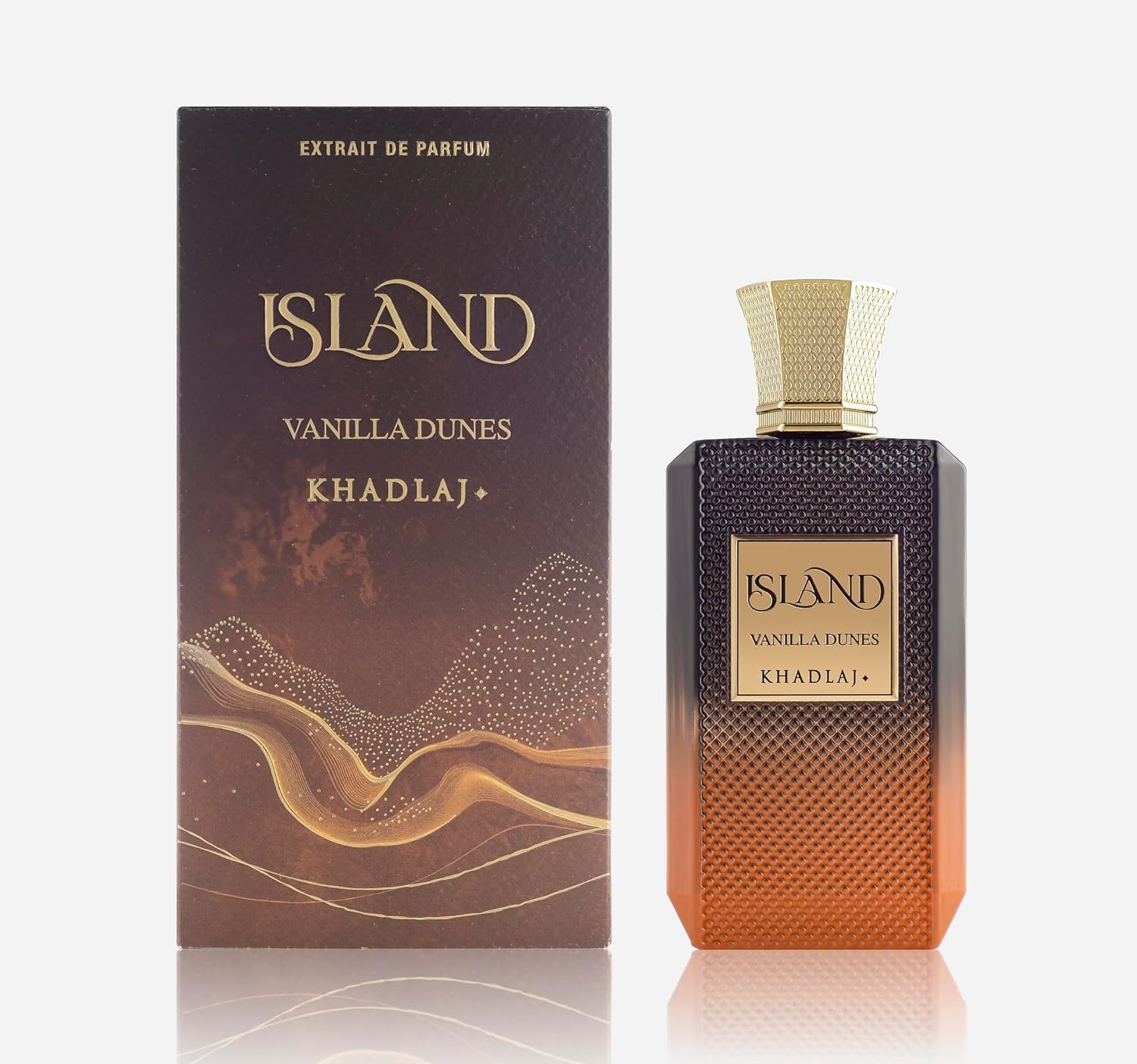 Khadlaj Island Vanilla Dunes Extrait bottle—long-lasting fragrance for daily wear.