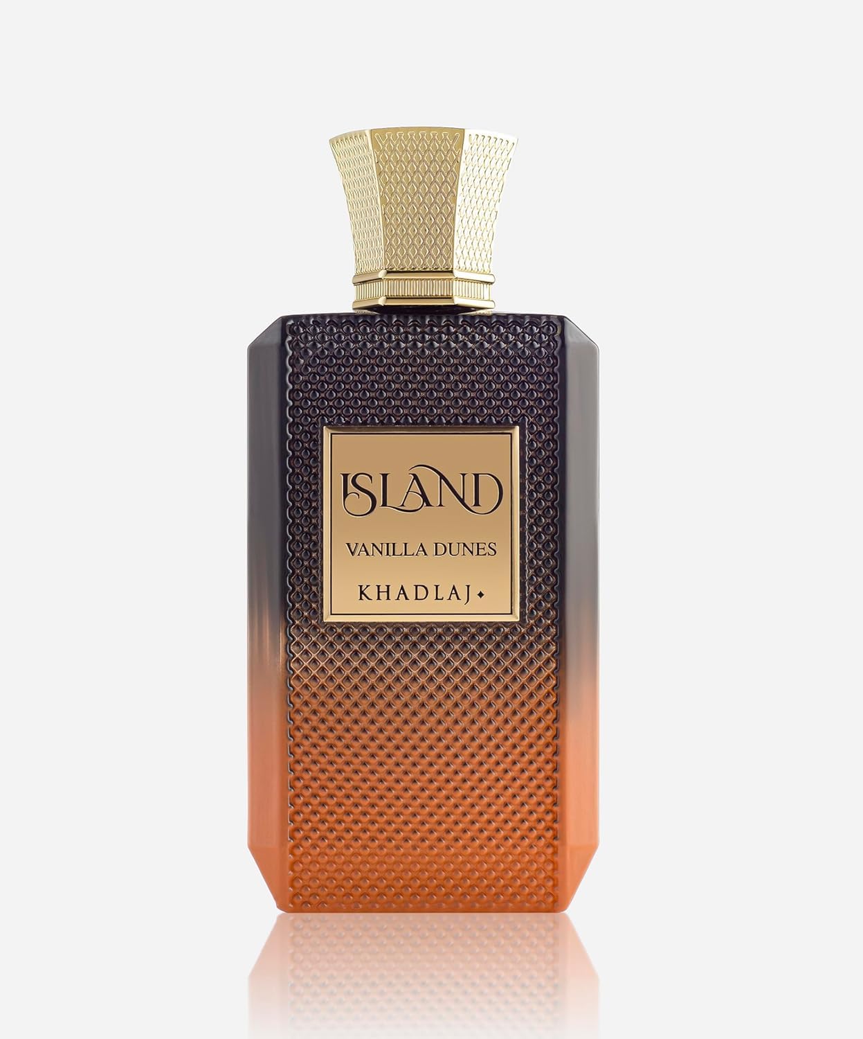 Khadlaj Island Vanilla Dunes Extrait box close-up—vanilla notes convey refined luxury.